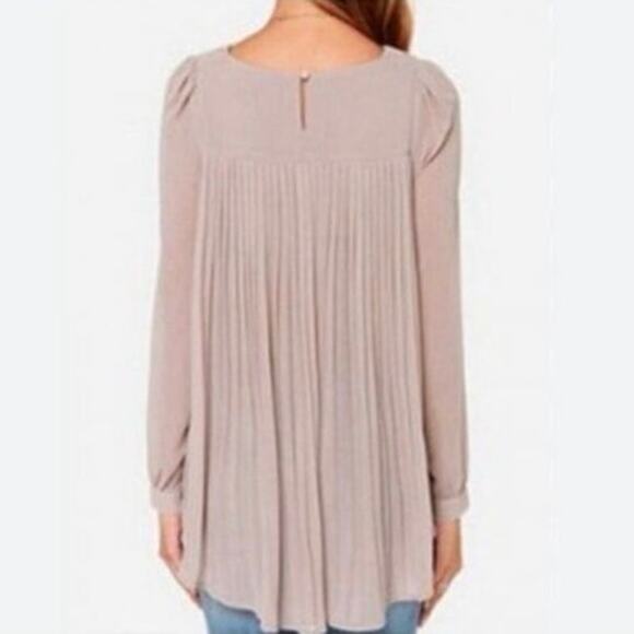 Zanzea Mauve Pleated Long Sleeve Tunic Blouse High Low Hem Size 4 EUC - Picture 2 of 10